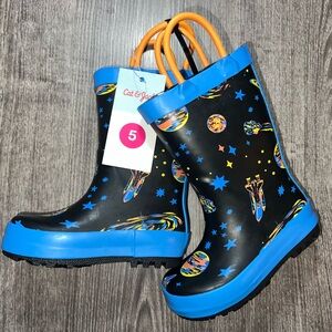 NWT CAT & JACK Toddler unisex galaxy Rain Boots Sz 5✨